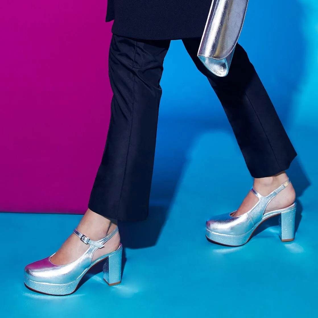 Randi: Silver Leather & Snake Print Leather
