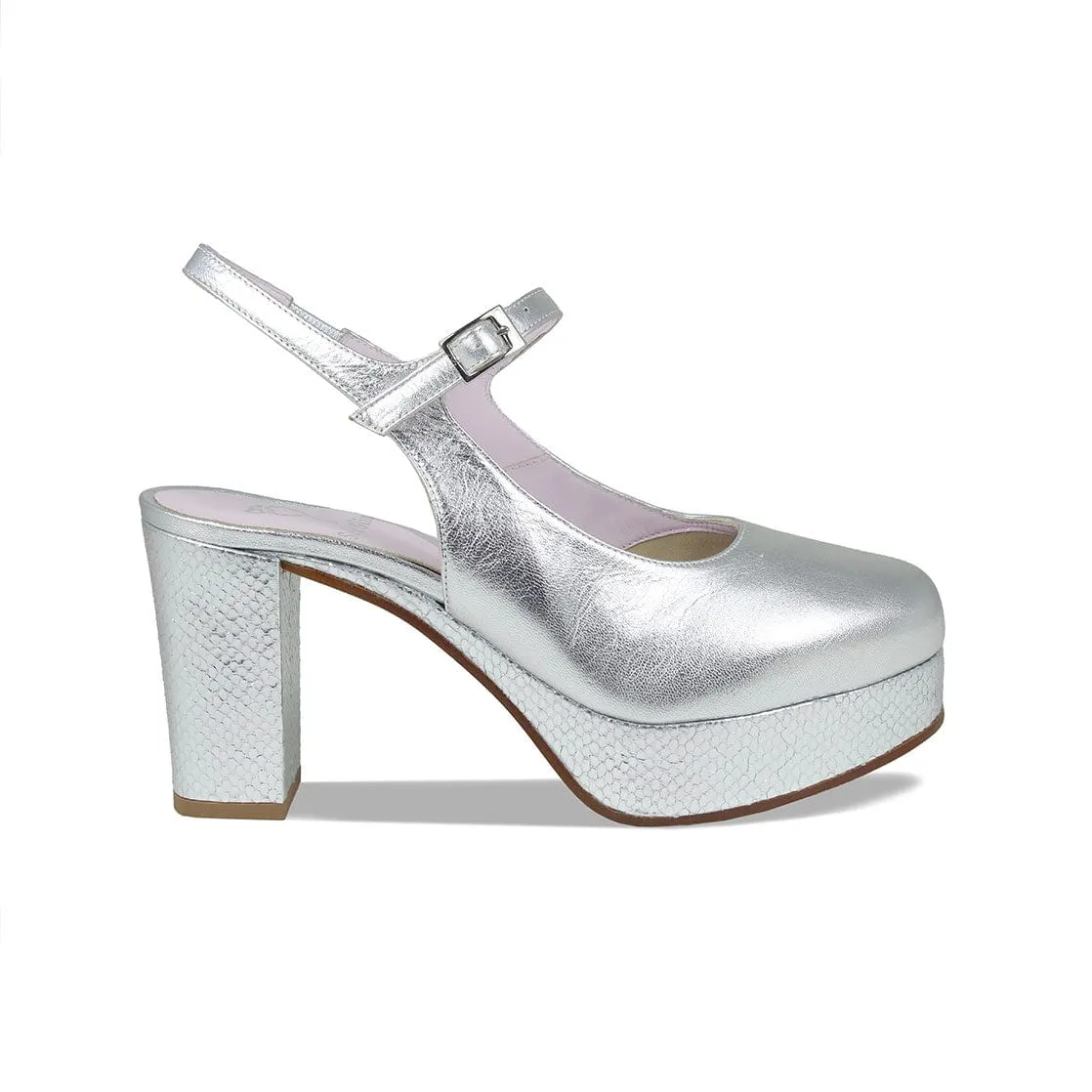 Randi: Silver Leather & Snake Print Leather