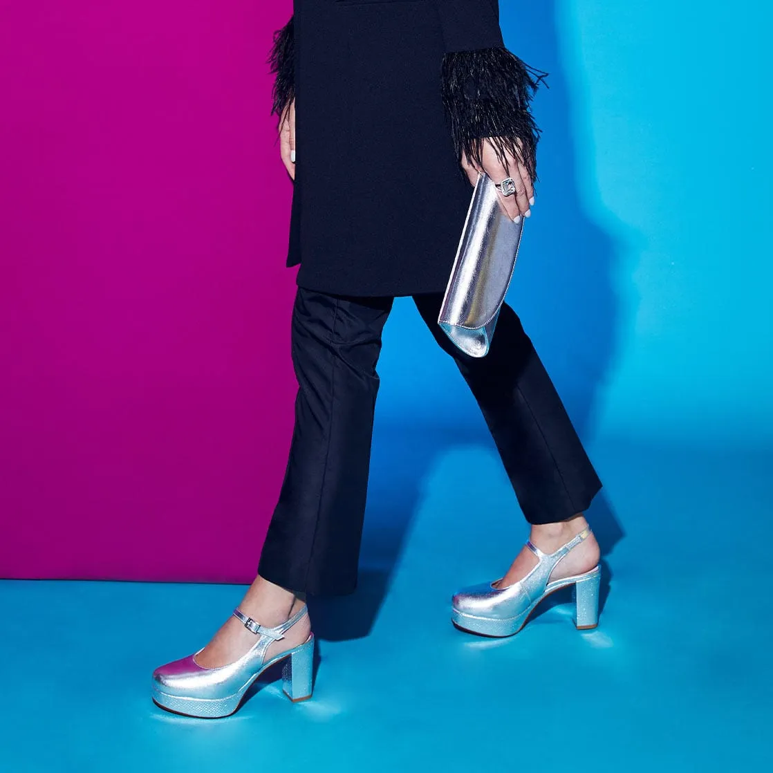 Randi: Silver Leather & Snake Print Leather