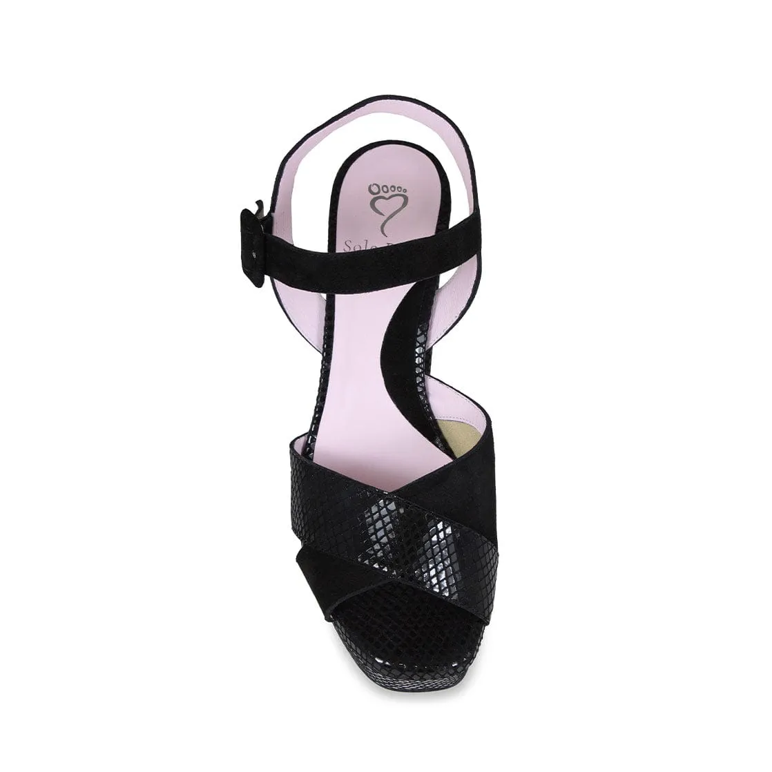 Remy: Black Suede & Snake Print Leather