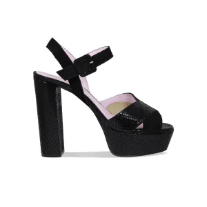 Remy: Black Suede & Snake Print Leather