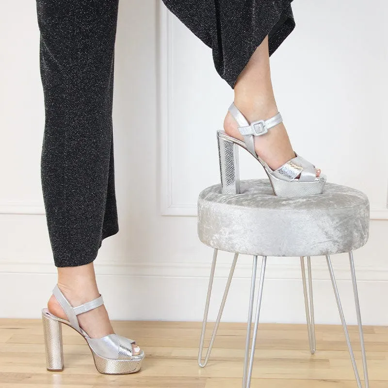 Remy: Silver Suede & Snake Print Leather