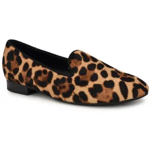 RENOLDCH Womens Animal Print Leather Loafers