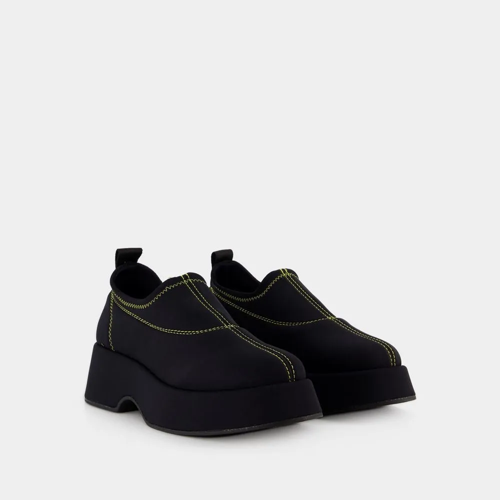 Retro Flatform Loafers - Synthetic - Black