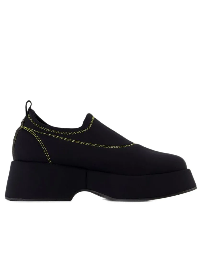 Retro Flatform Loafers - Synthetic - Black
