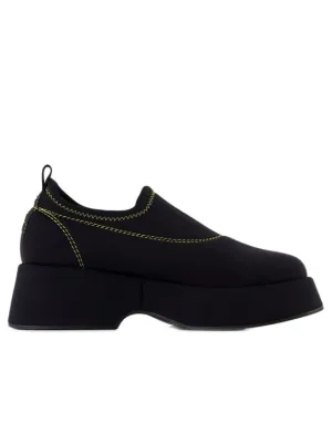 Retro Flatform Loafers - Synthetic - Black