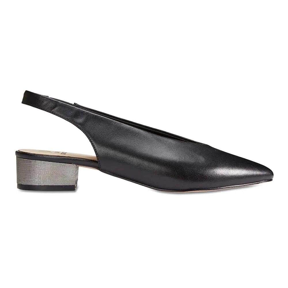 Retro Heel in Black Leather