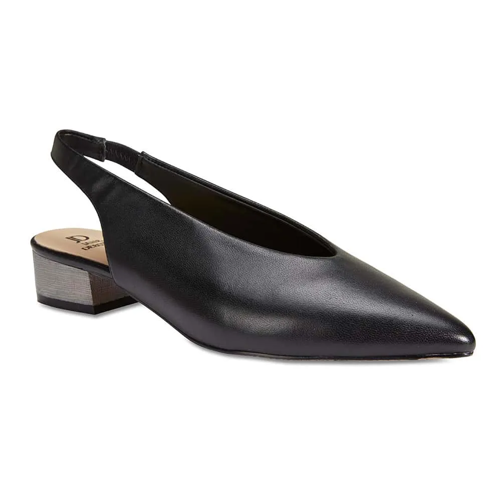 Retro Heel in Black Leather