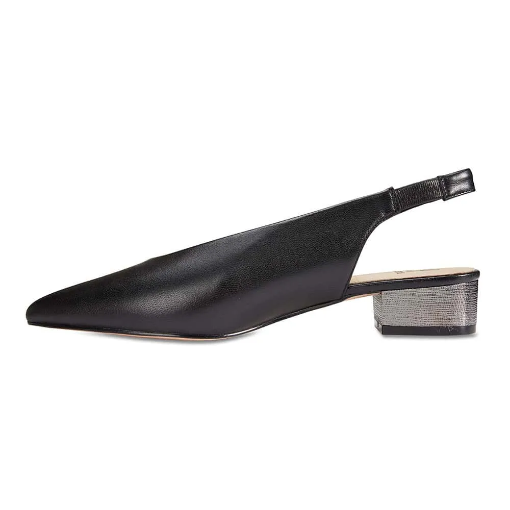 Retro Heel in Black Leather