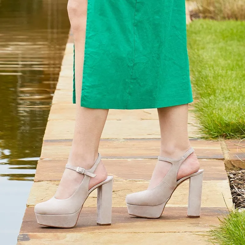 Rita: Pale Taupe Suede