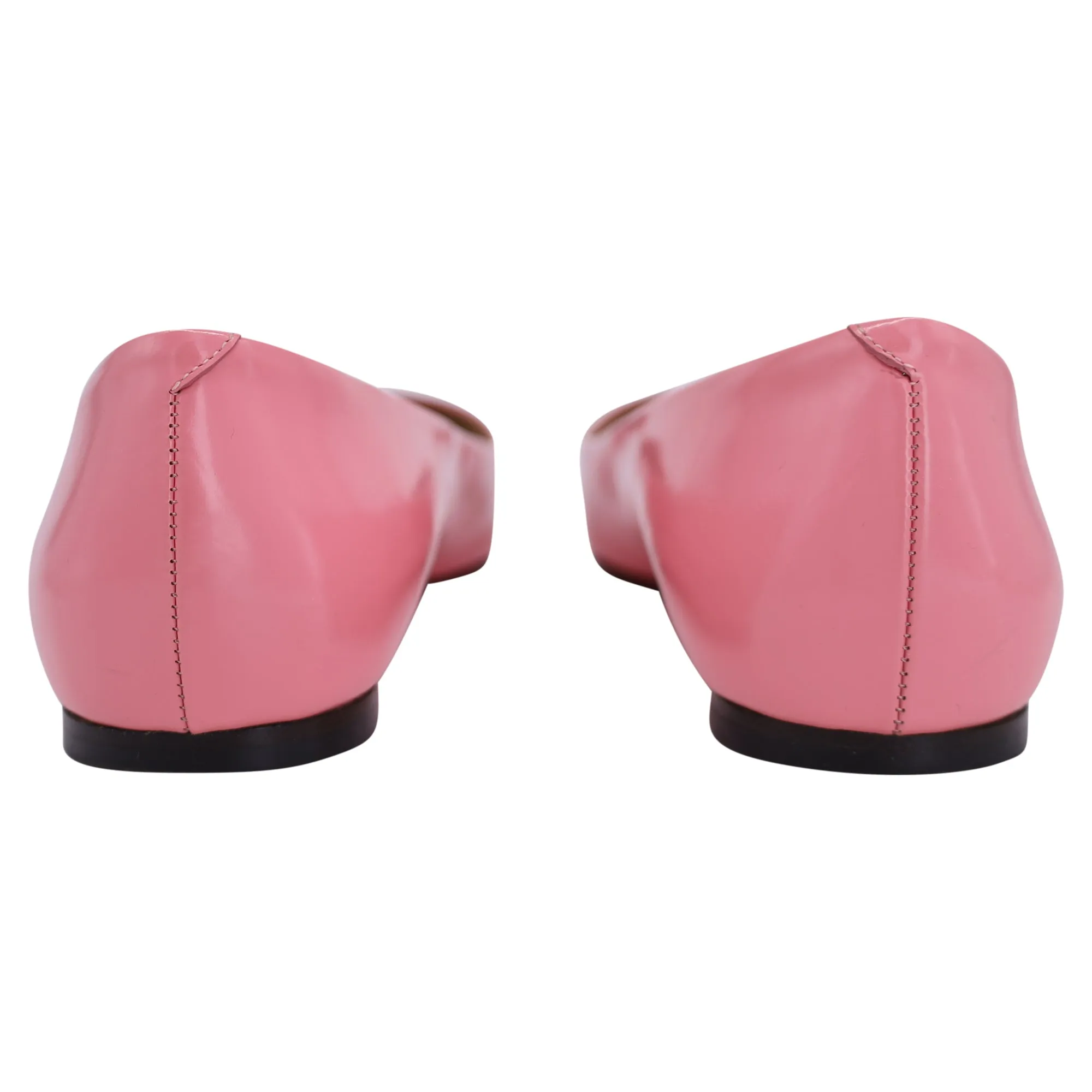 Roger Vivier Pointed Ballet Flats in Pink Patent Leather