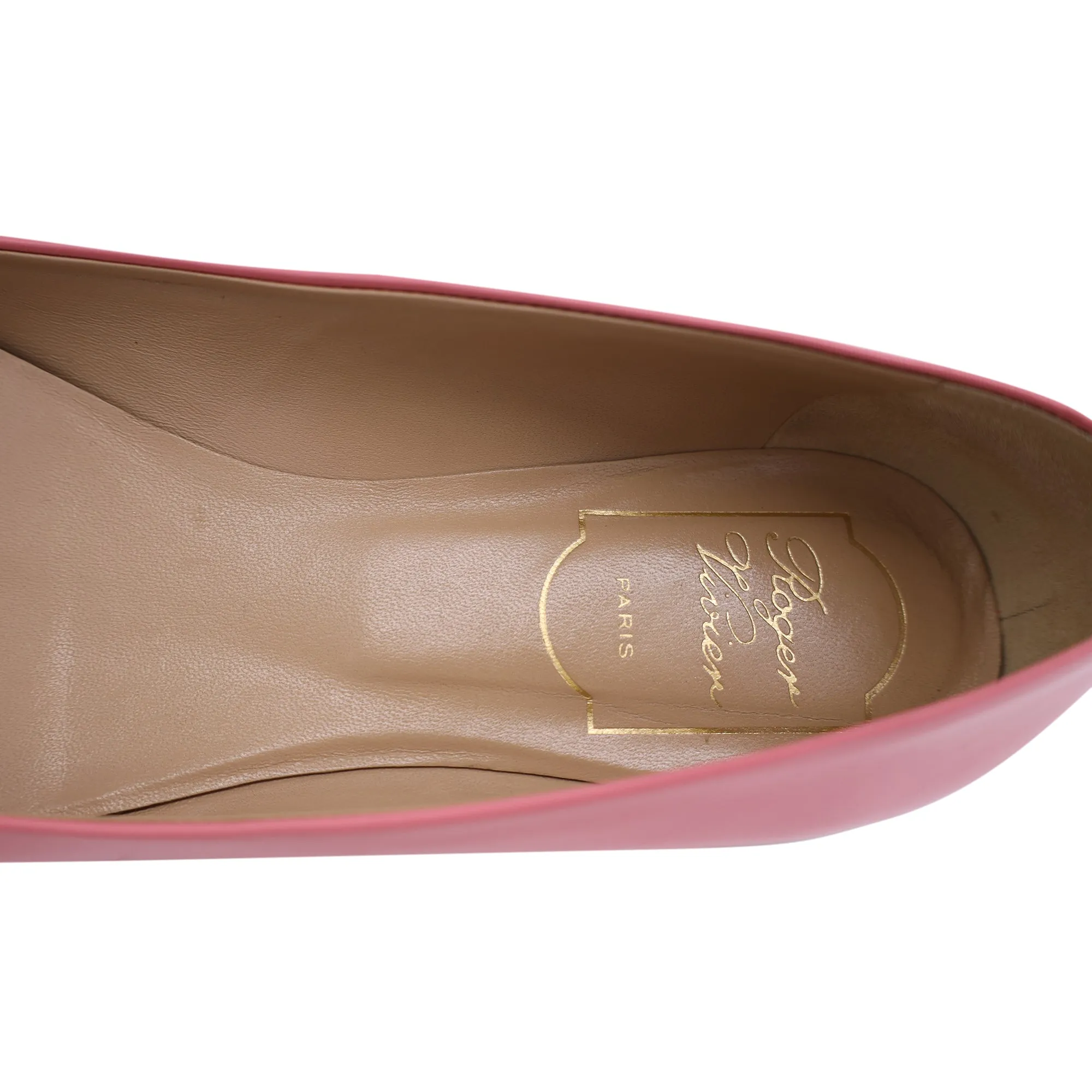 Roger Vivier Pointed Ballet Flats in Pink Patent Leather