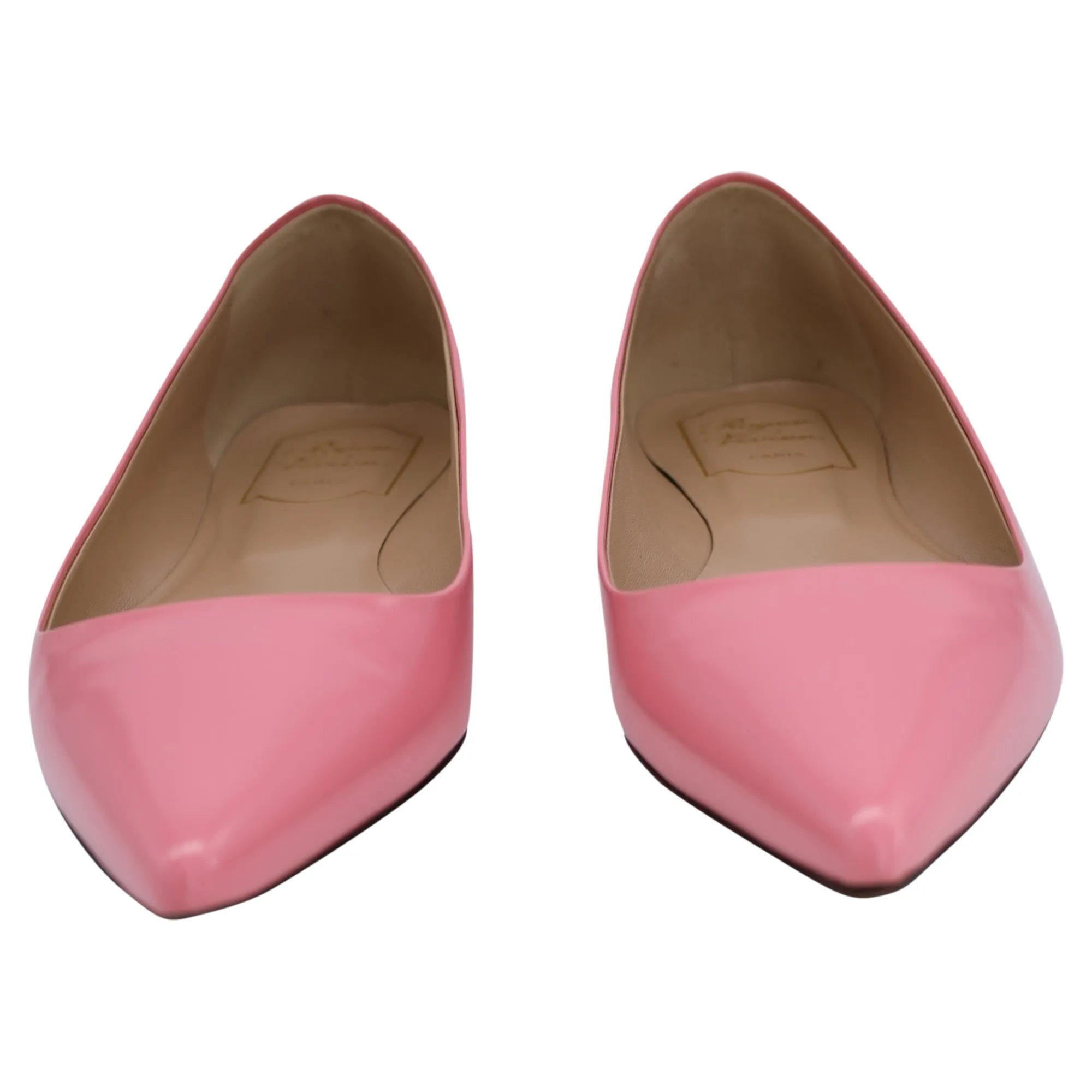 Roger Vivier Pointed Ballet Flats in Pink Patent Leather