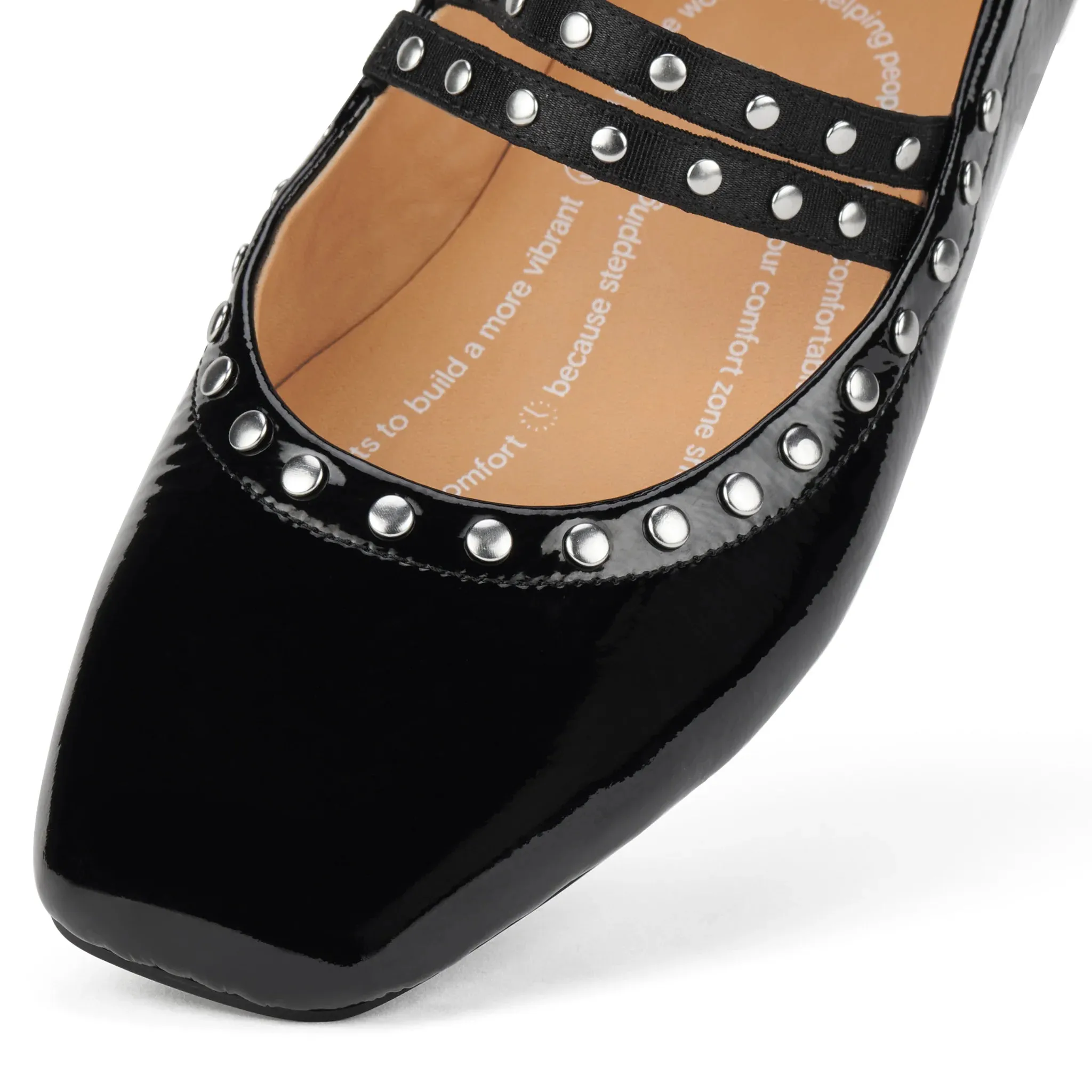 Rollie Ballet Mary Jane Stud Black Patent