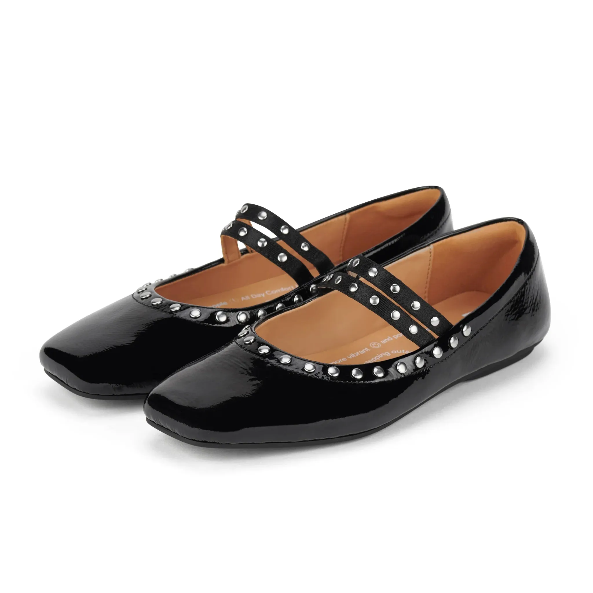 Rollie Ballet Mary Jane Stud Black Patent
