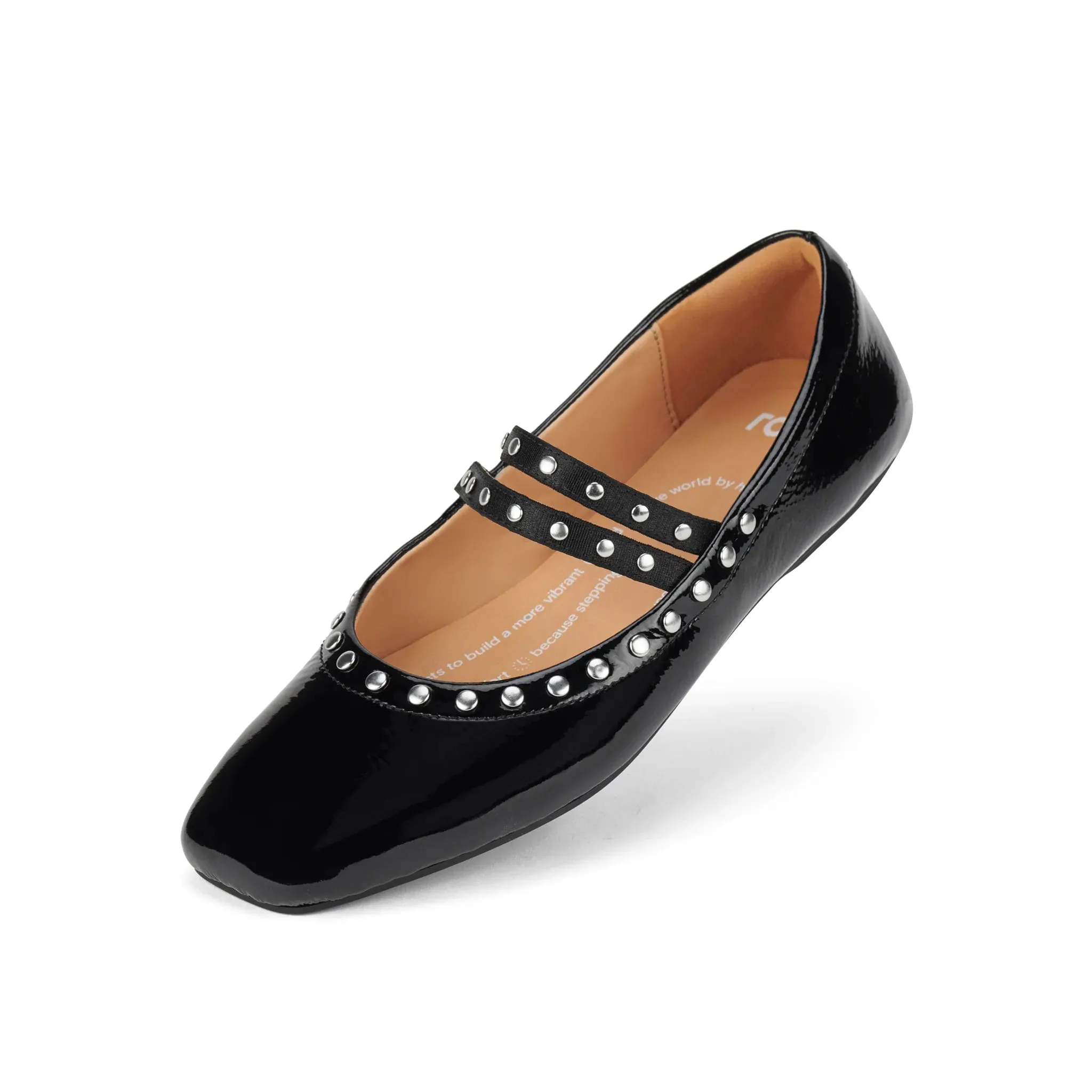 Rollie Ballet Mary Jane Stud Black Patent