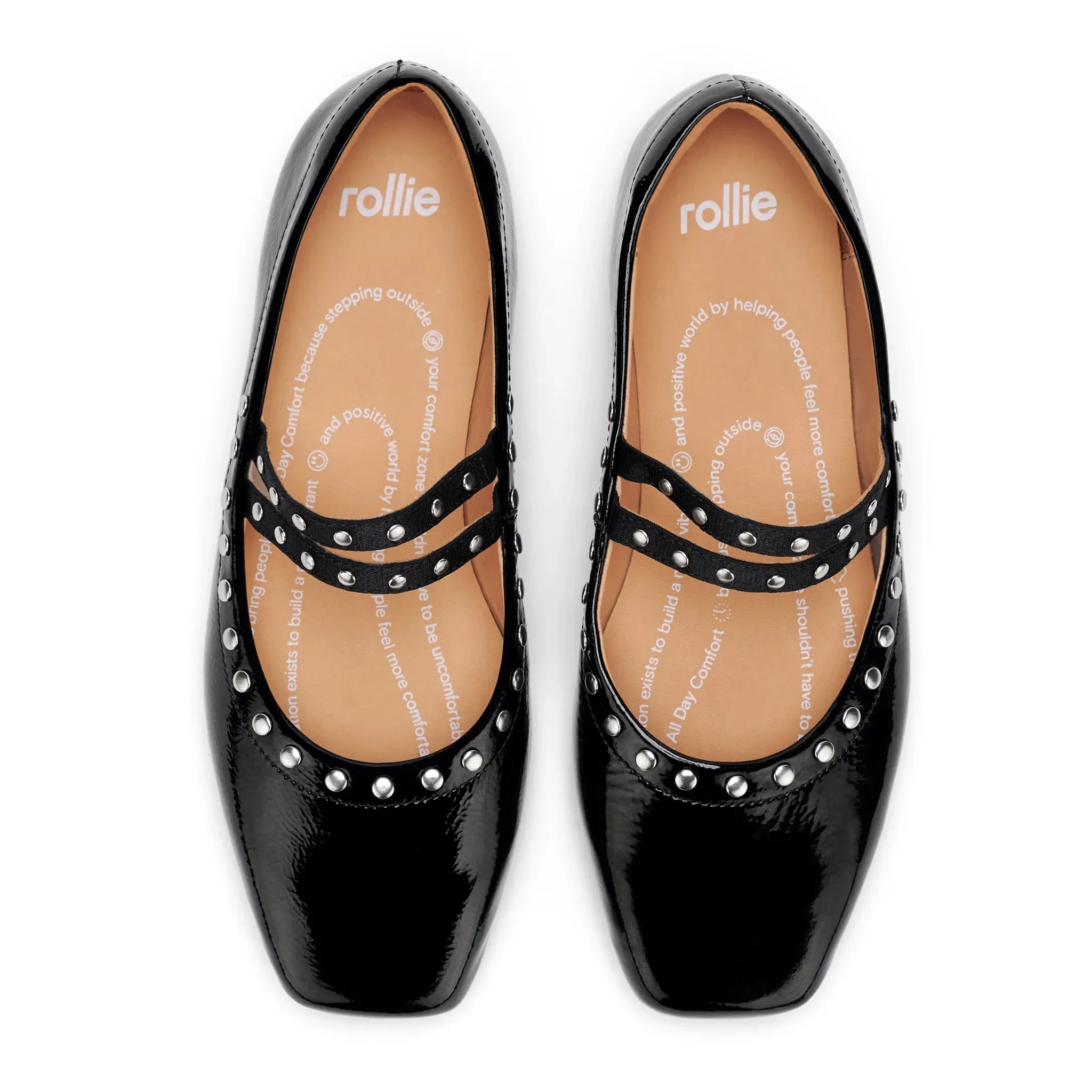 Rollie Ballet Mary Jane Stud Black Patent
