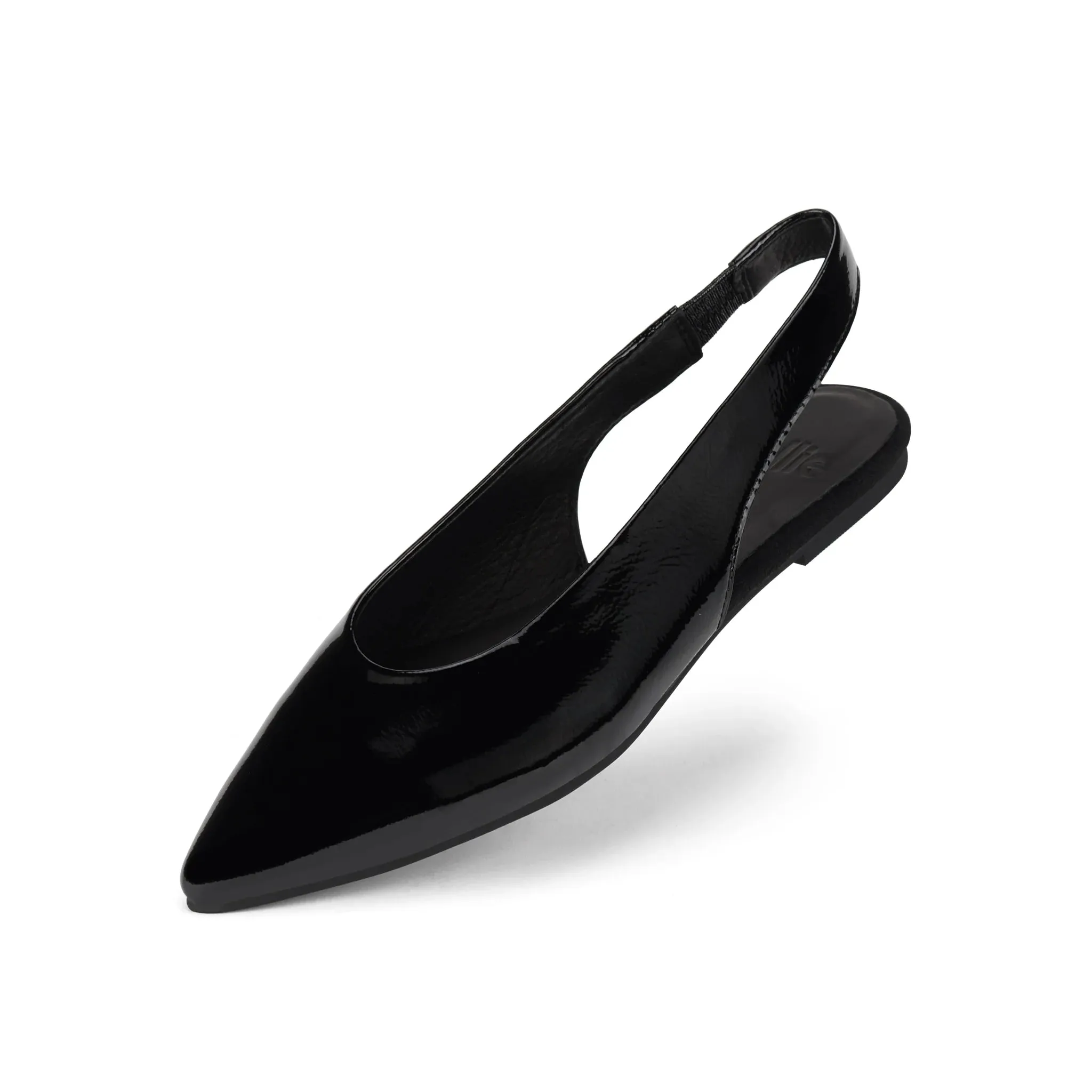 Rollie Pointed Slingback Black Patent