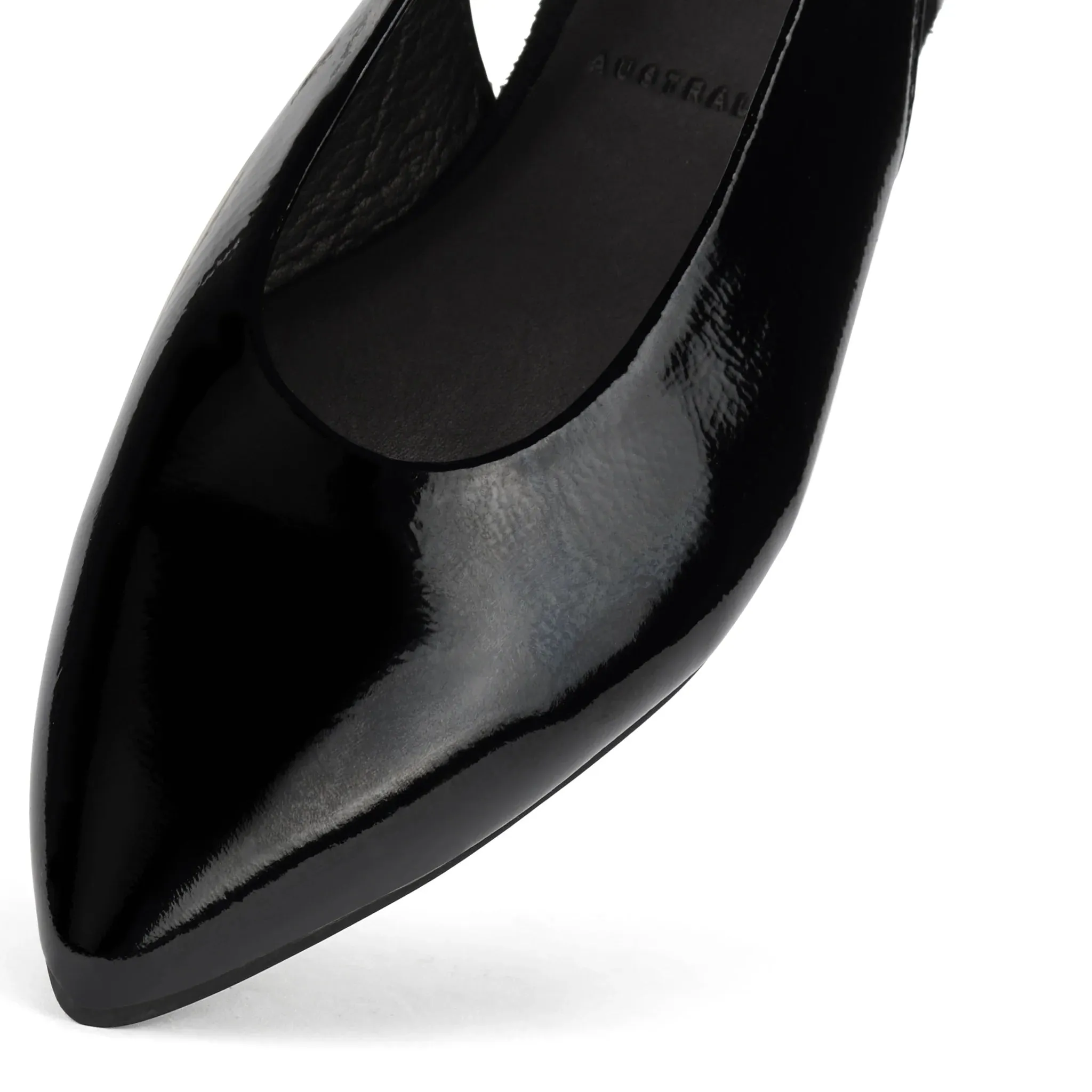 Rollie Pointed Slingback Black Patent