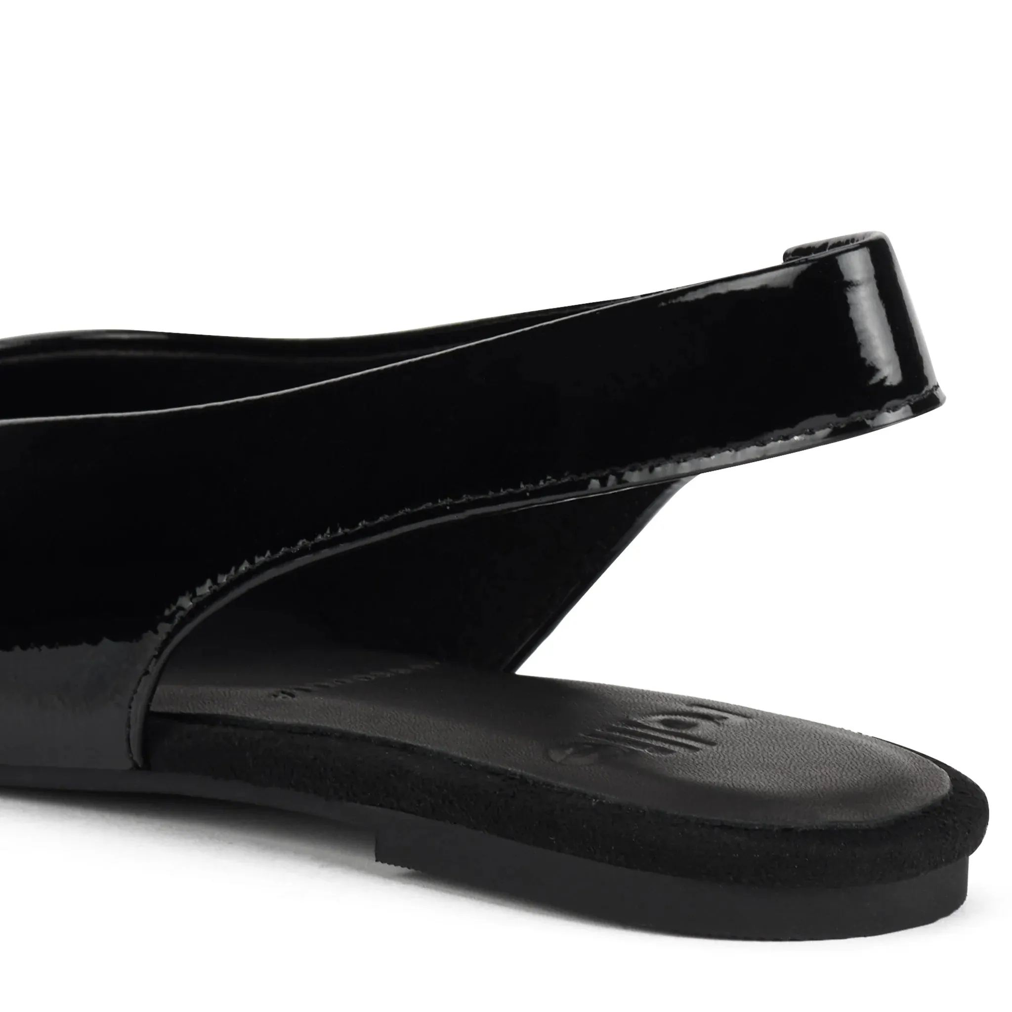 Rollie Pointed Slingback Black Patent