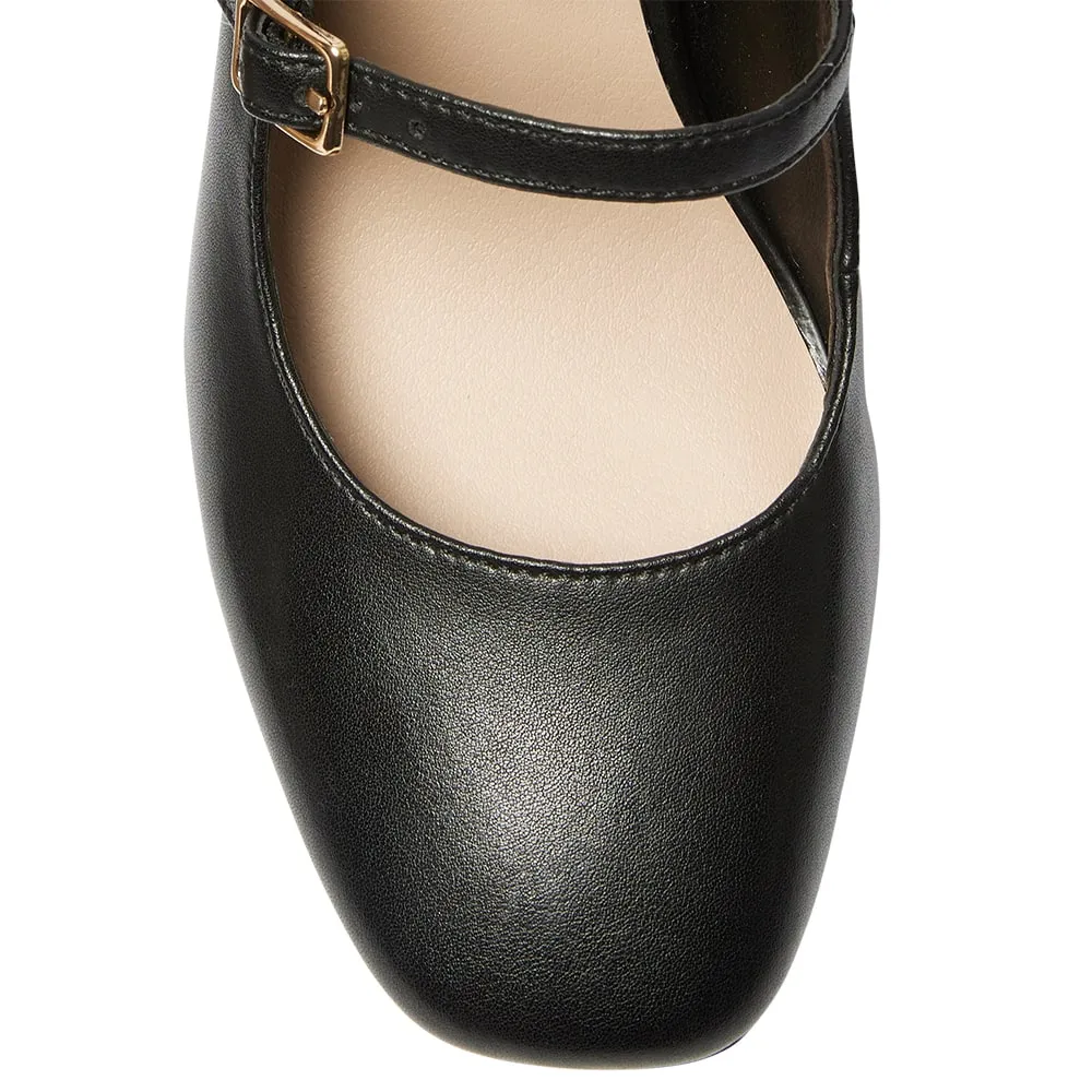 Roslyn Heel in Black Leather