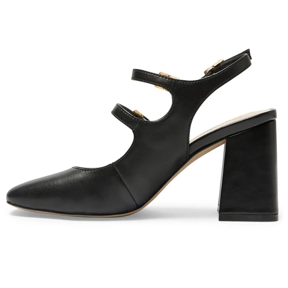 Roslyn Heel in Black Leather