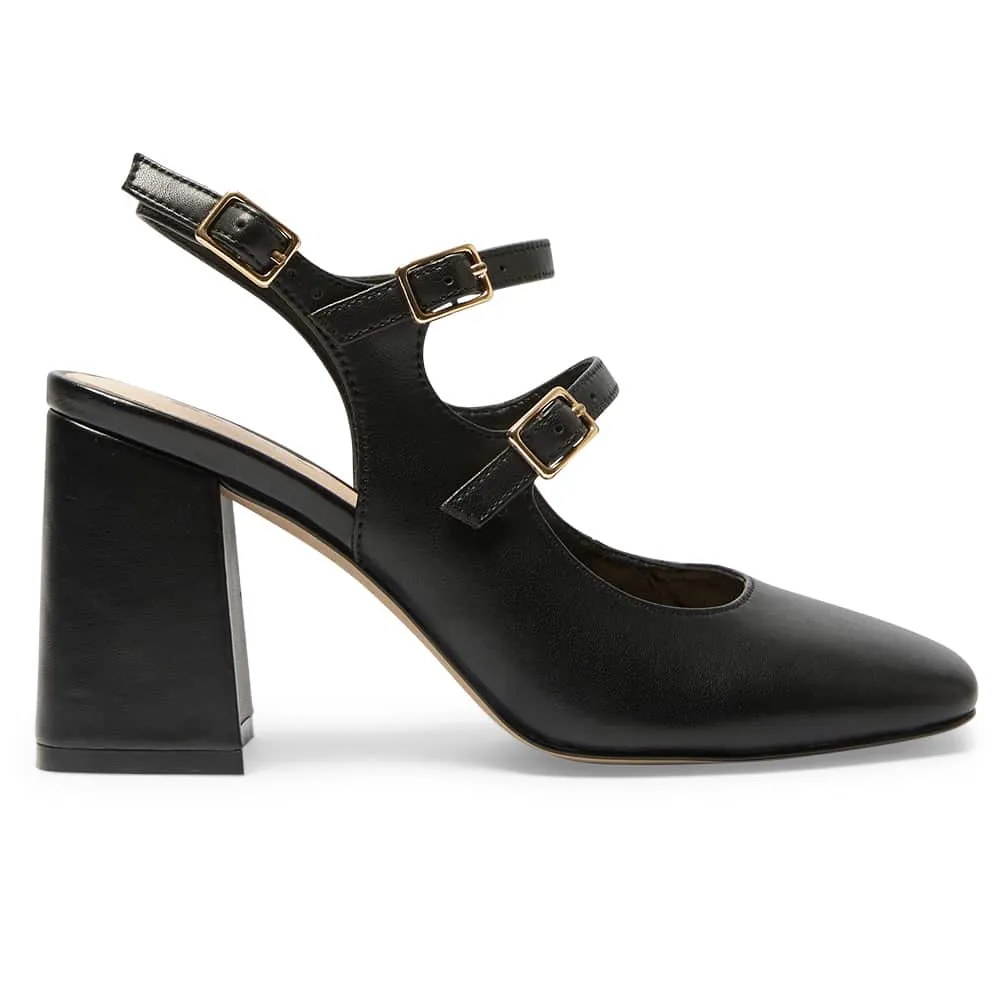 Roslyn Heel in Black Leather