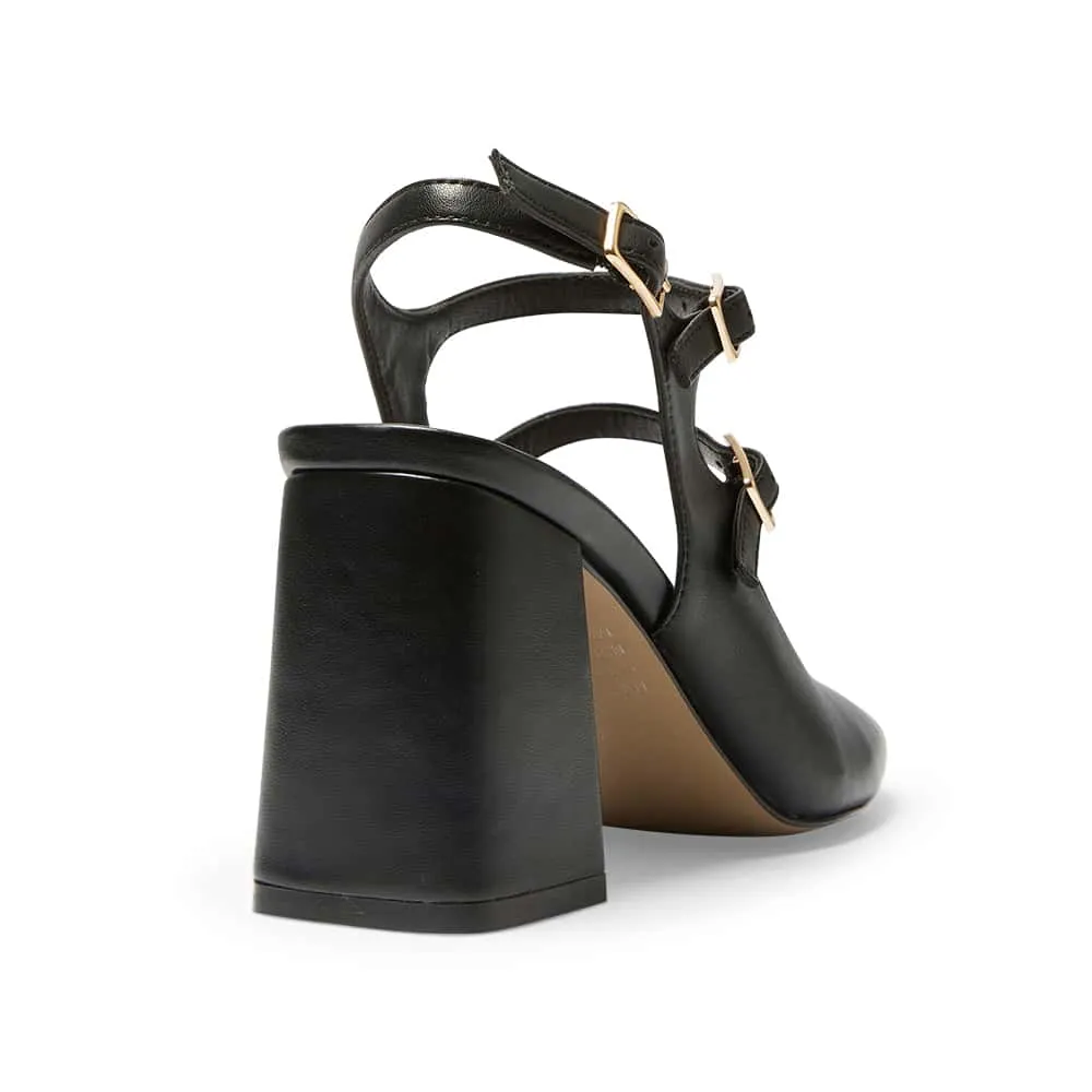 Roslyn Heel in Black Leather