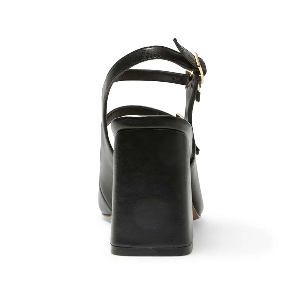 Roslyn Heel in Black Leather
