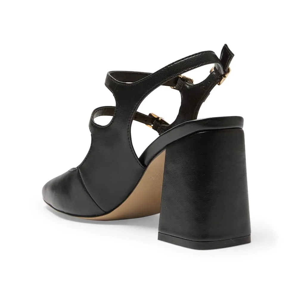 Roslyn Heel in Black Leather
