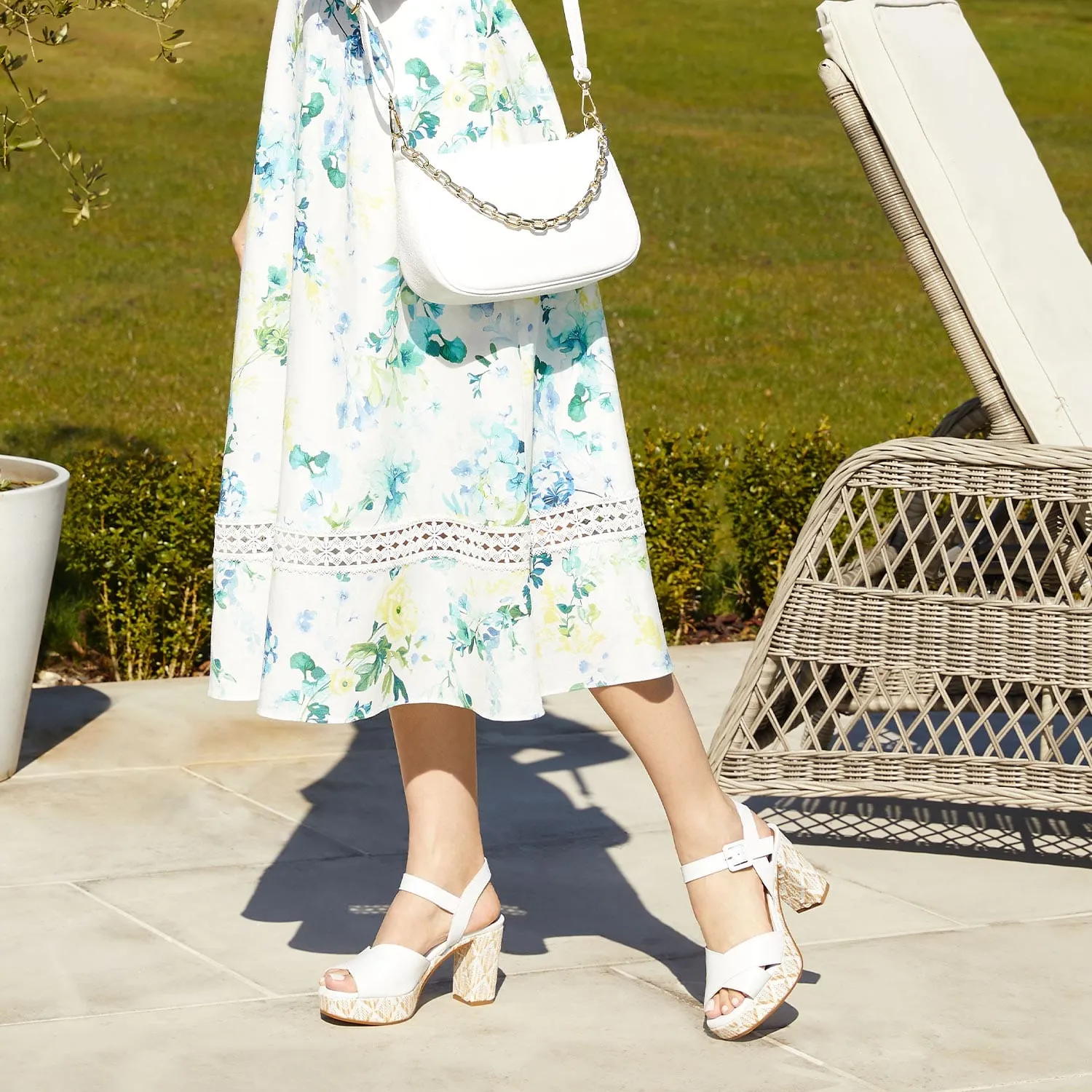 Ruby: White Leather & Raffia
