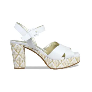 Ruby: White Leather & Raffia
