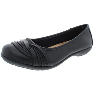 Sable Womens Faux Leather Gathered Flats