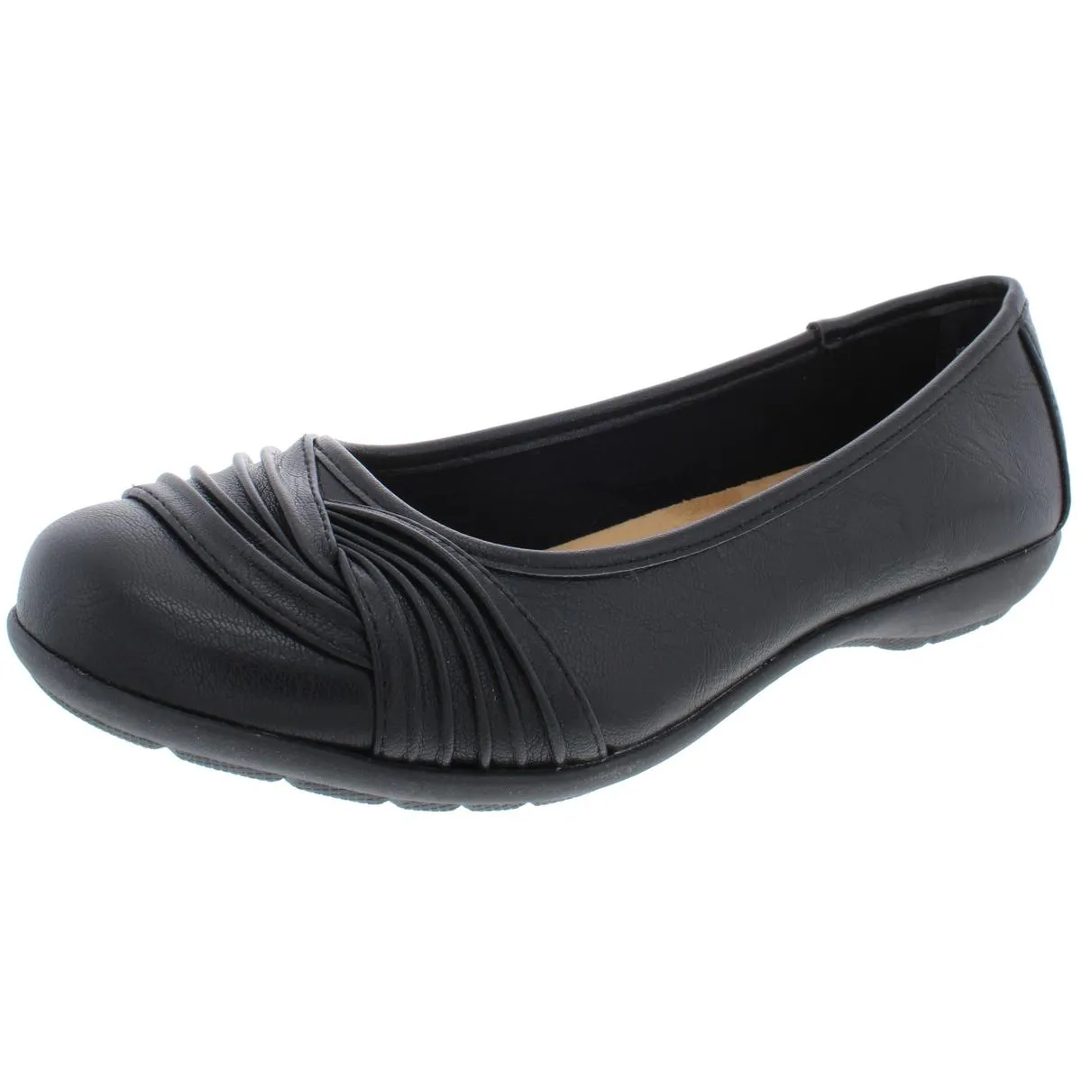 Sable Womens Faux Leather Gathered Flats