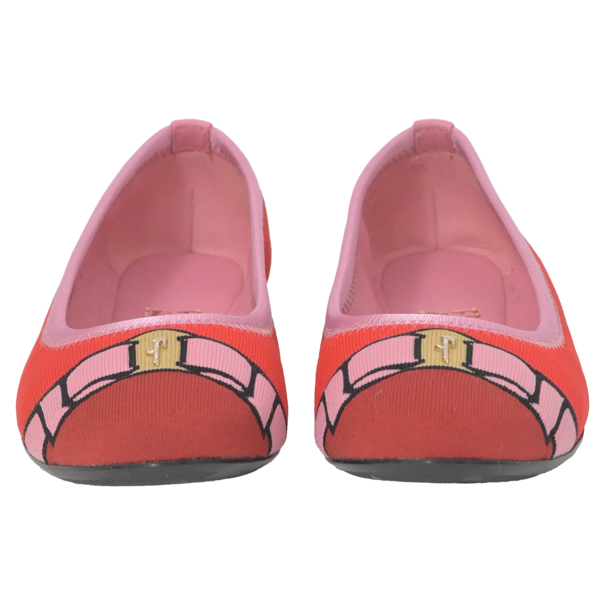 Salvatore Ferragamo Varina Knit Ballet Flats in Red Nylon