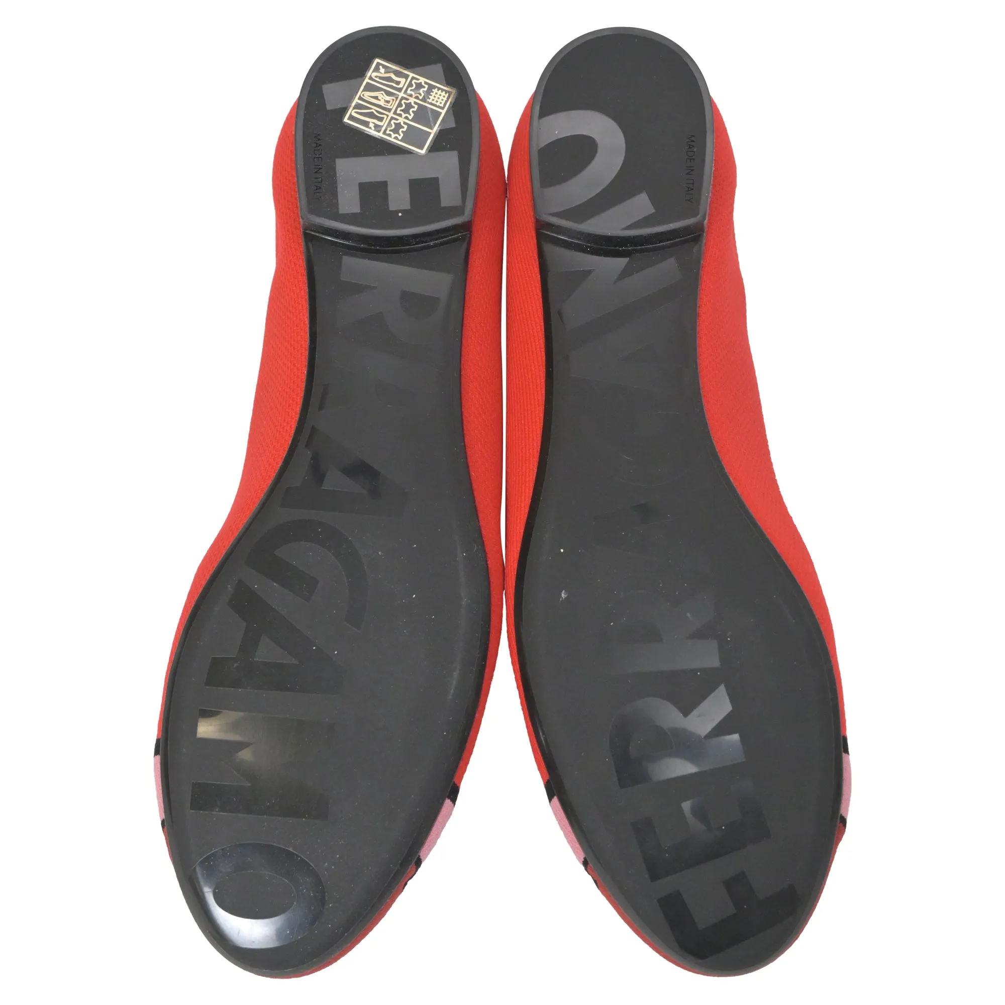 Salvatore Ferragamo Varina Knit Ballet Flats in Red Nylon