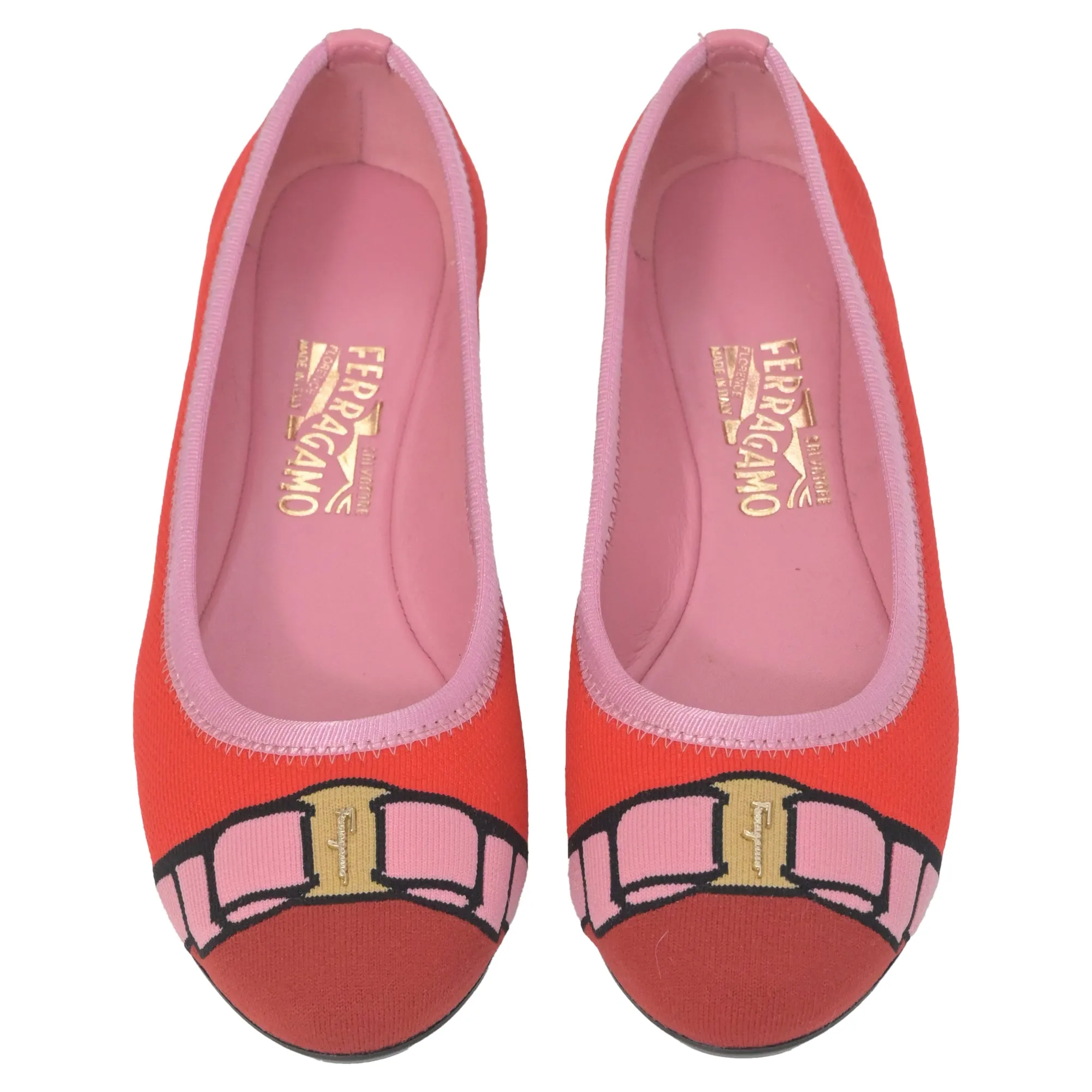 Salvatore Ferragamo Varina Knit Ballet Flats in Red Nylon