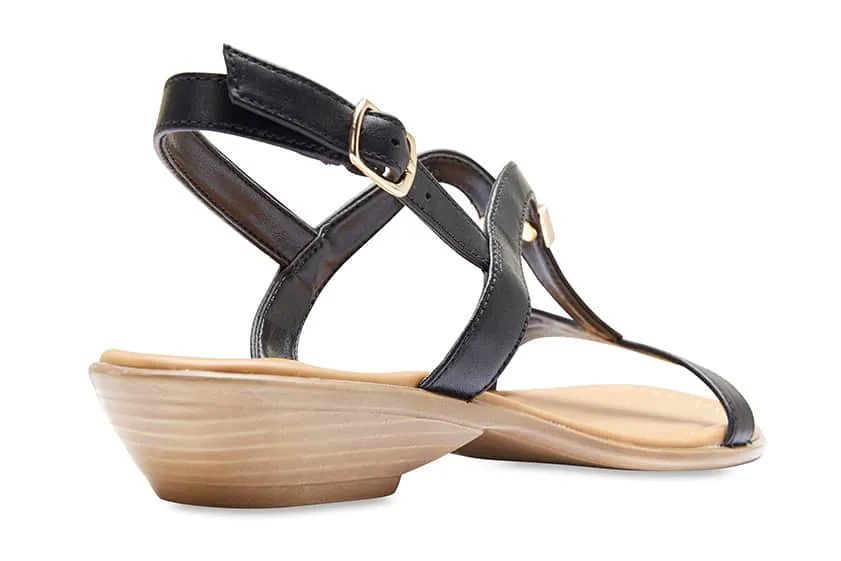 Sasha Slide in Black Leather