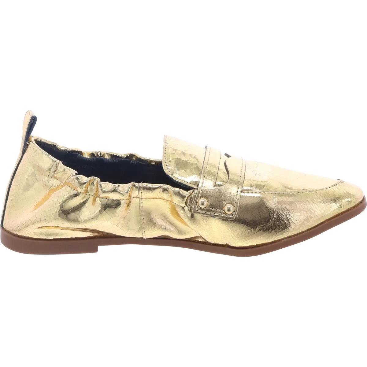 Selipa Womens Faux Leather Metallic Loafers