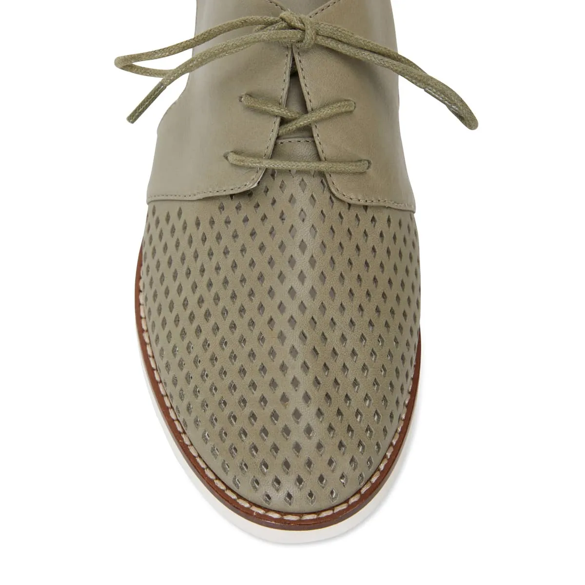 Sharon Brogue in Khaki Leather