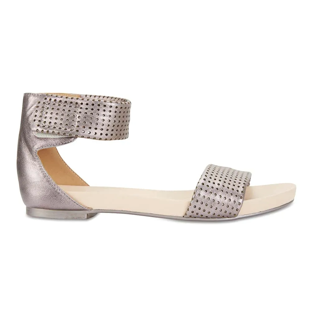Shelly Sandal in Gunmetal Leather