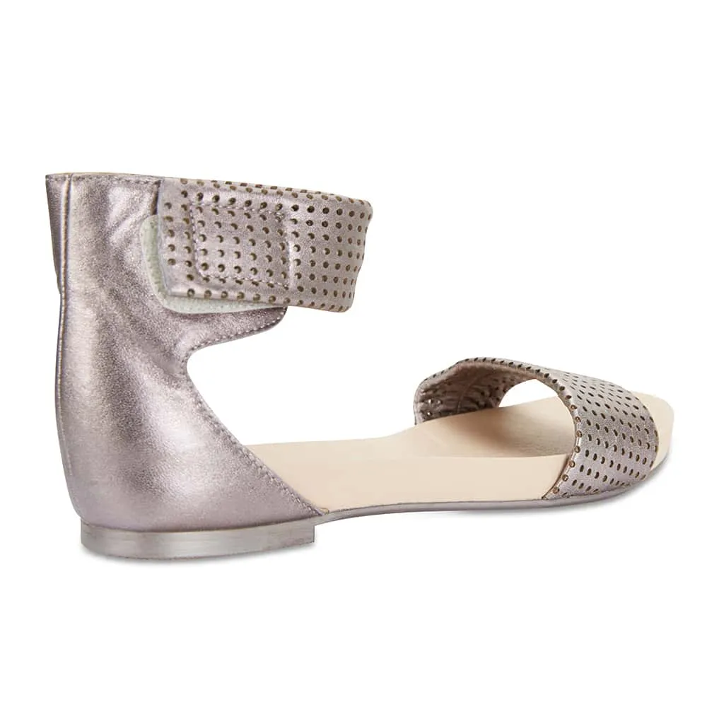 Shelly Sandal in Gunmetal Leather