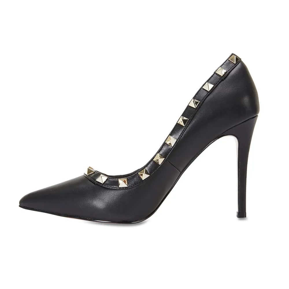 Sierra Heel in Black Leather