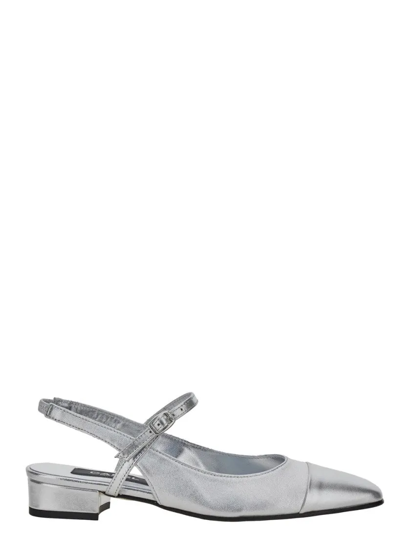 Silver Leather Slingback Ballet Shoes
