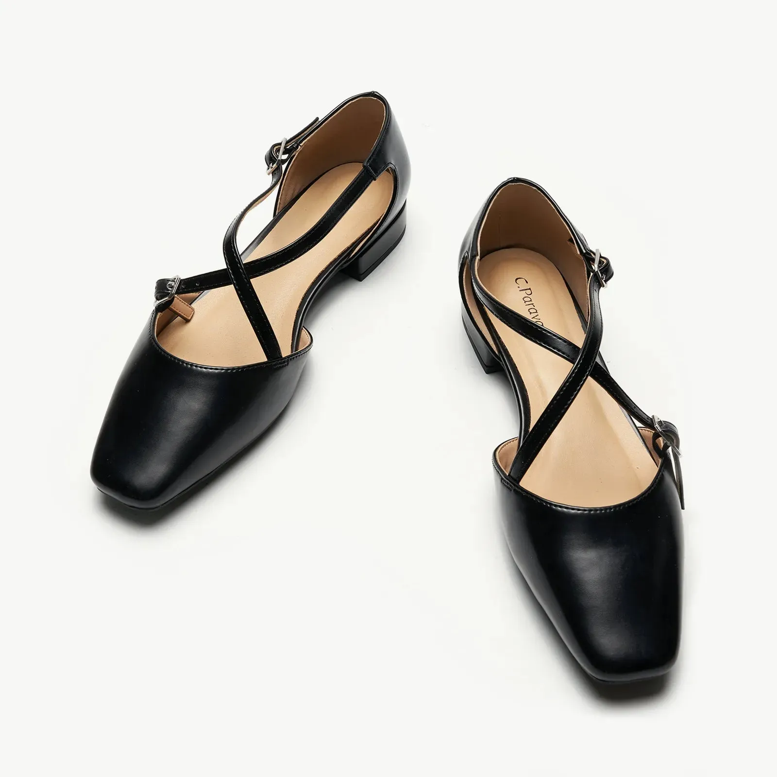 Square Toe Cross Strap SandalsAlyssa E