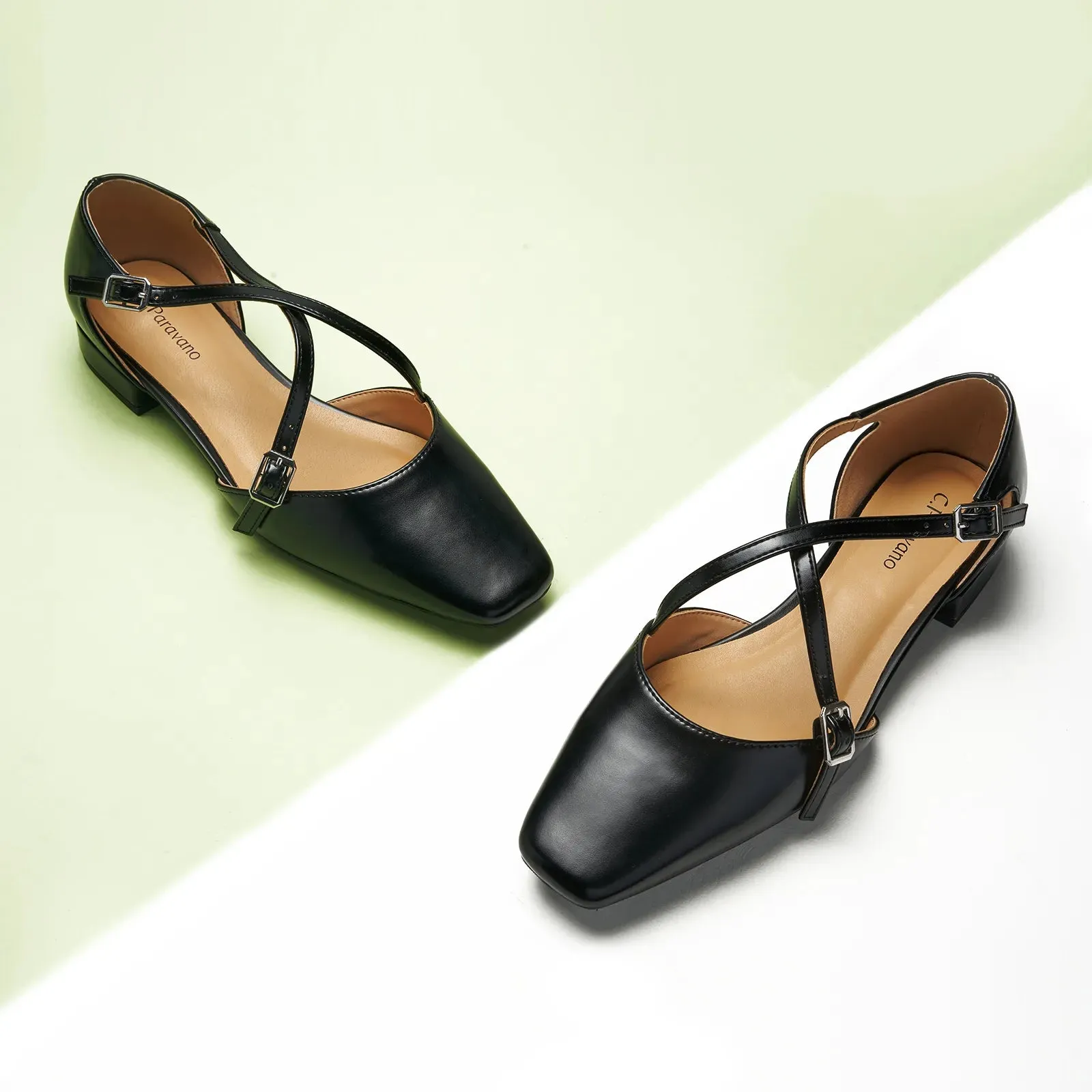 Square Toe Cross Strap SandalsAlyssa E