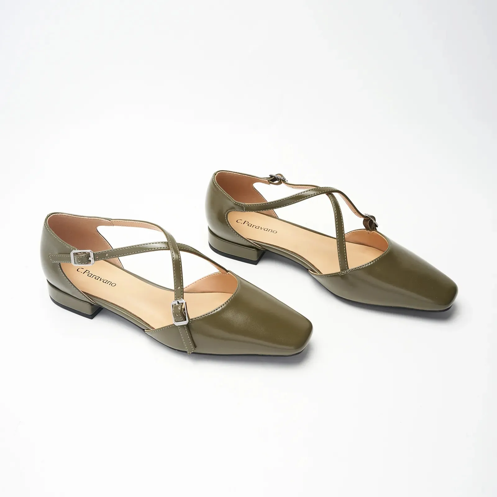 Square Toe Cross Strap SandalsAlyssa E