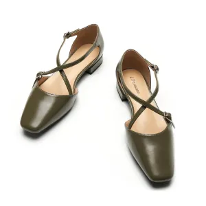 Square Toe Cross Strap SandalsAlyssa E