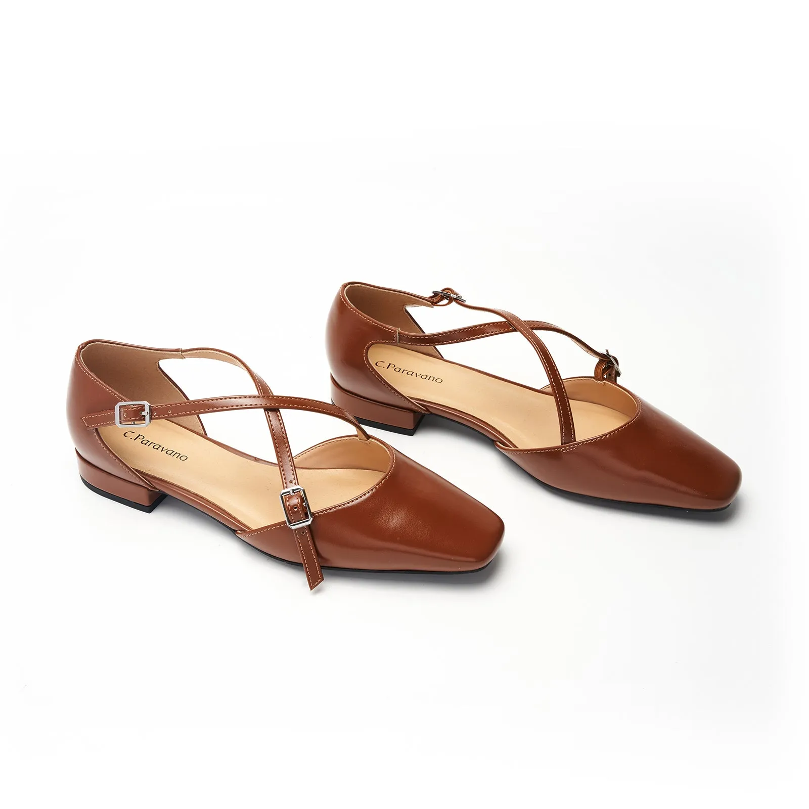 Square Toe Cross Strap SandalsAlyssa E