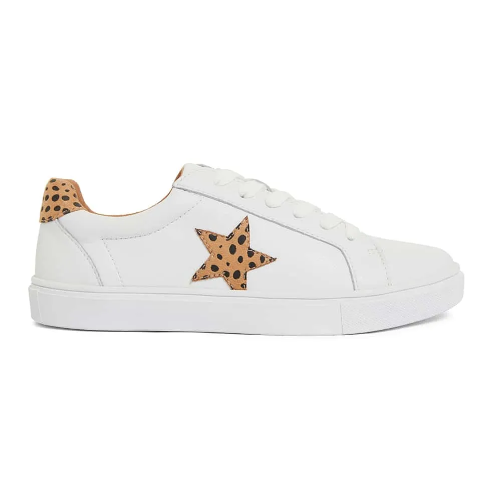 Stark Sneaker in White And Animal Print Leather